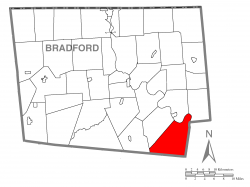 Map of Bradford County with Wilmot Township highlighted