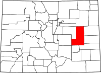 Map of Colorado highlighting Lincoln County