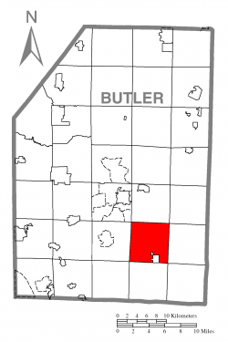 Map of Butler County, Pennsylvania highlighting Jefferson Township
