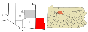 Location in Elk County and the state of Pennsylvania