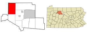 Location in Elk County and the state of Pennsylvania.