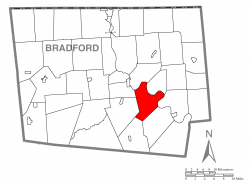 Map of Bradford County with Asylum Township highlighted