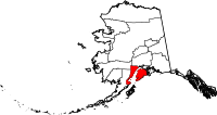 Map of Alaska highlighting Kenai Peninsula Borough