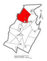 Map of Blair County, Pennsylvania highlighting Antis Township