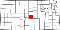 Map of Kansas highlighting Rice County