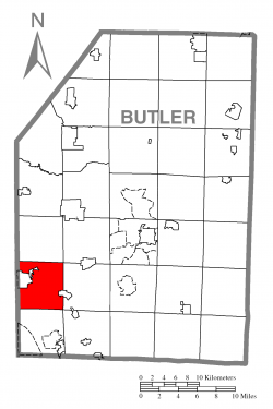 Map of Butler County, Pennsylvania highlighting Jackson Township