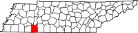 Map of Tennessee highlighting Hardin County