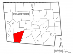Map of Bradford County with Leroy Township highlighted