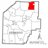 Map of Venango County, Pennsylvania highlighting Oilcreek Township