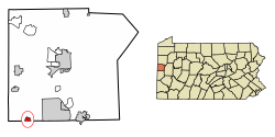 Location of Enon Valley in Lawrence County, Pennsylvania.