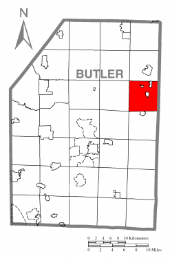 Map of Butler County, Pennsylvania highlighting Fairview Township