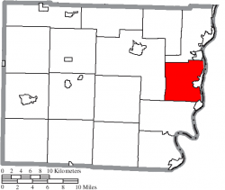 Location of Pultney Township in Belmont County