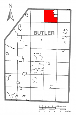 Map of Butler County, Pennsylvania highlighting Venango Township