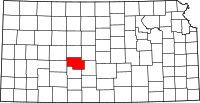 Map of Kansas highlighting Pawnee County
