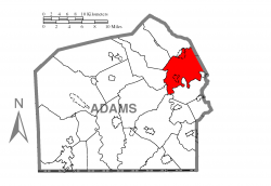 Map of Adams County, Pennsylvania highlighting Reading Township