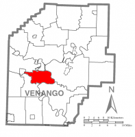 Map of Venango County, Pennsylvania highlighting Sandycreek Township