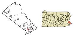 Location of Hulmeville in Bucks County, Pennsylvania.